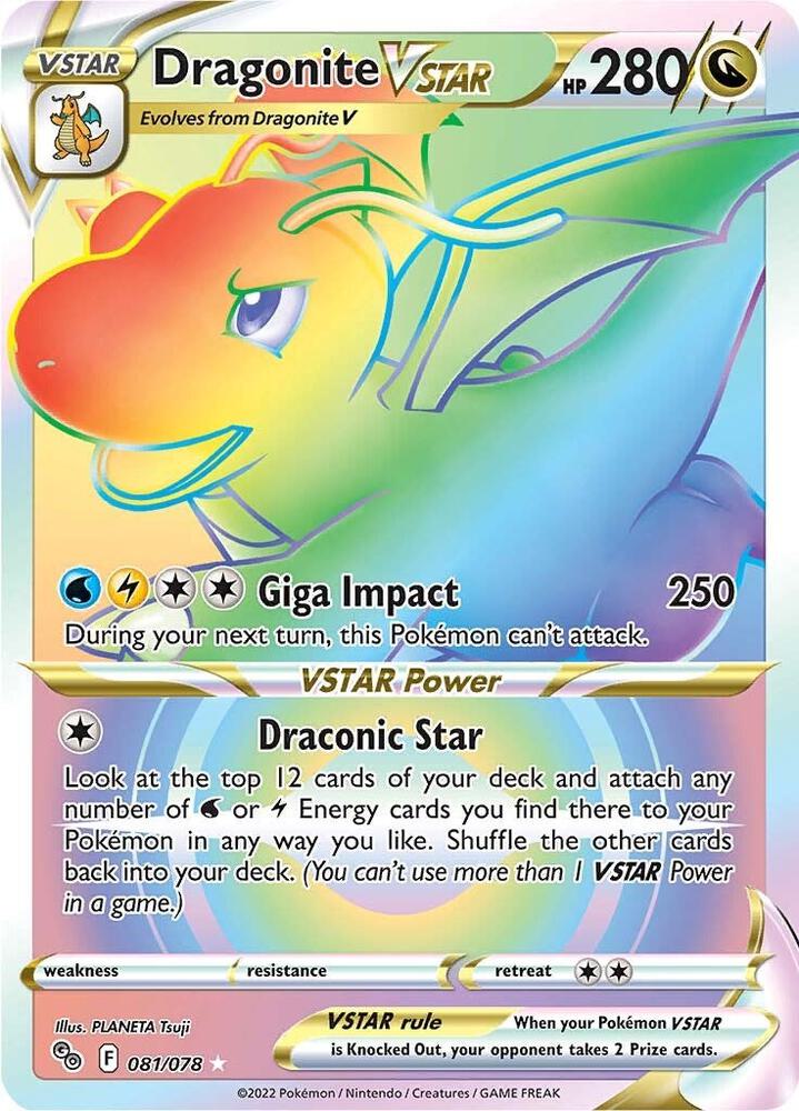 Dragonite VSTAR (Secret) 081/078 card from Pokemon GO