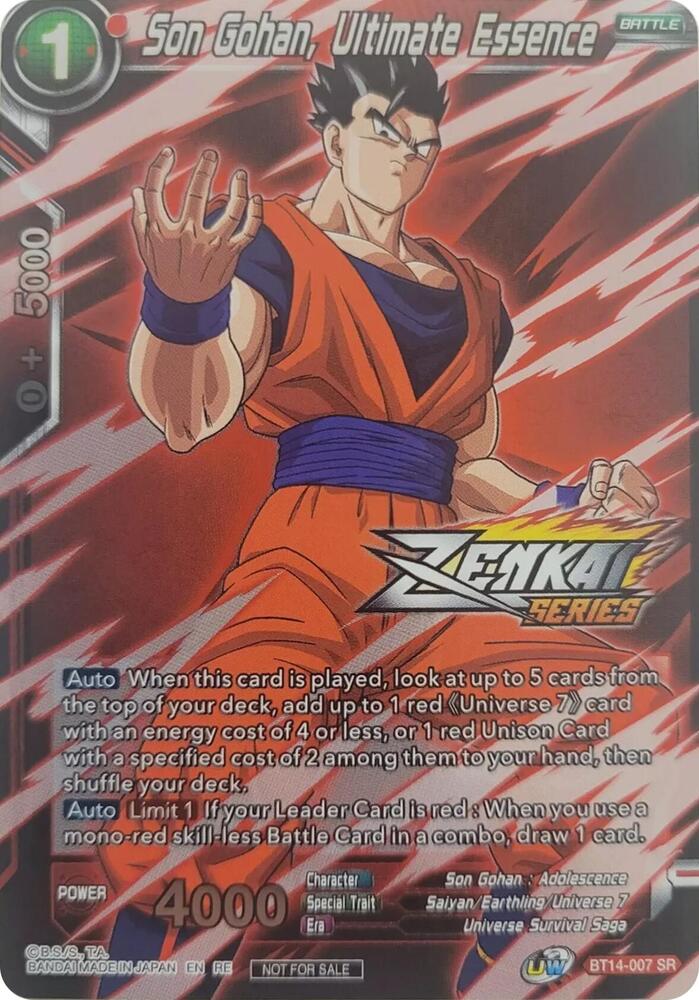 Son Gohan, Ultimate Essence (Event Pack 10) (Alternate Foil) BT14-007 card from Tournament Promotion Cards