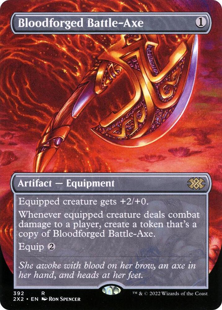 Bloodforged Battle-Axe (Borderless) 392 card from Double Masters 2022