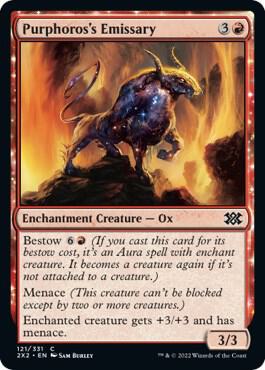 Purphoros's Emissary 121 card from Double Masters 2022