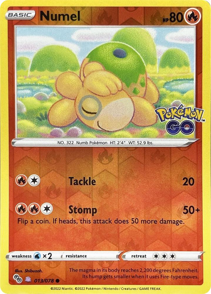 Numel (Peelable Ditto) 013/078 card from Pokemon GO
