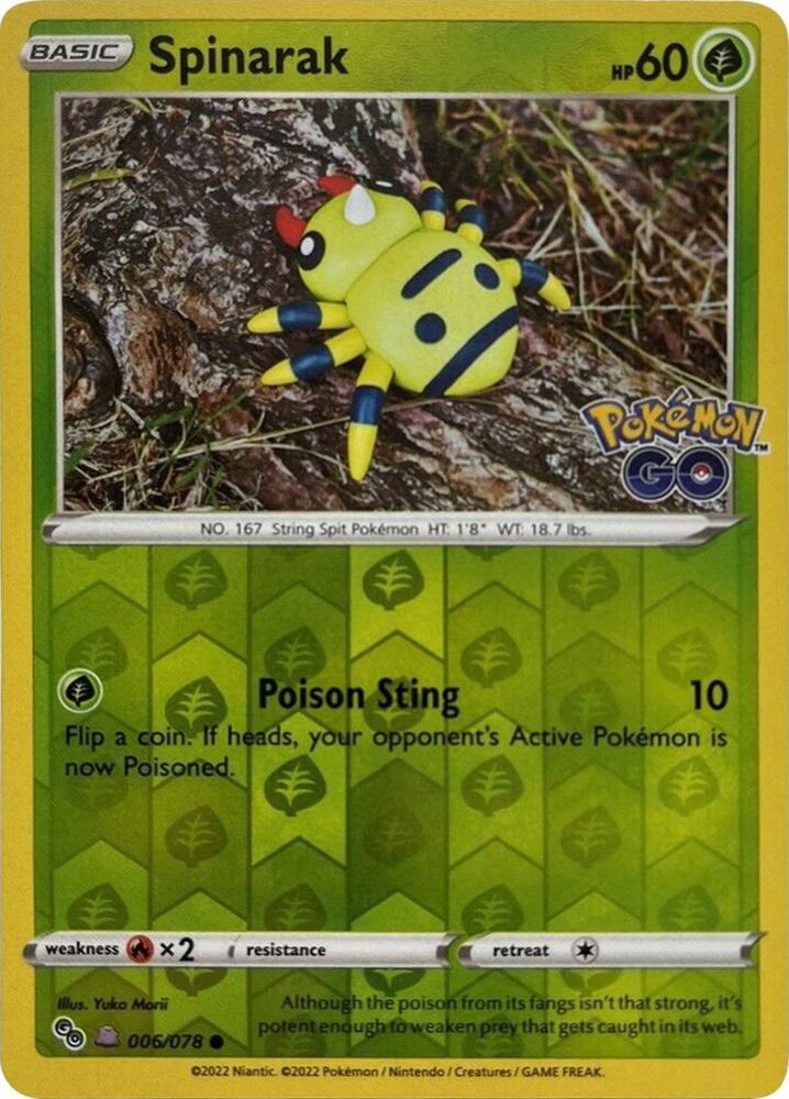 Spinarak (Peelable Ditto) 006/078 card from Pokemon GO
