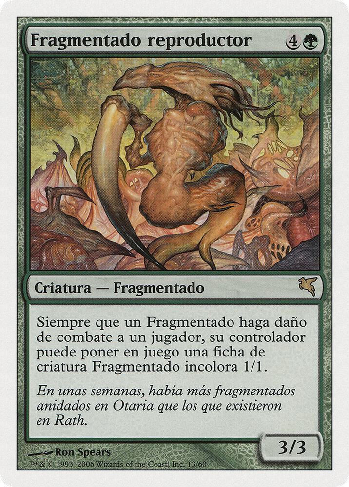 Brood Sliver (Spanish) - "Fragmentado reproductor" D13 card from Magic Encyclopedia 2005 (Salvat/Hachette)