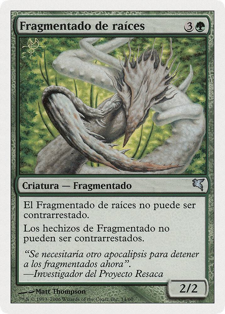 Root Sliver (Spanish) - "Fragmentado de raíces" D14 card from Magic Encyclopedia 2005 (Salvat/Hachette)