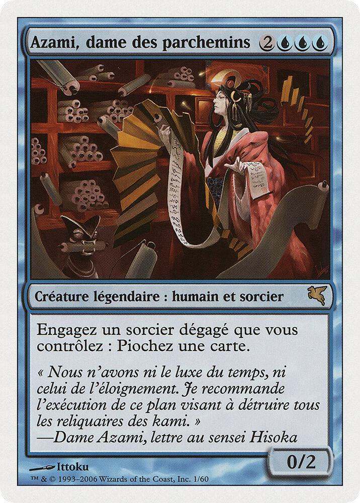 Azami, Lady of Scrolls (French) - "Azami, dame des parchemins" H1 card from Magic Encyclopedia 2005 (Salvat/Hachette)