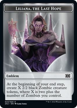 Emblem - Liliana, the Last Hope // Spirit Double-Sided Token 23 // 2 card from Double Masters 2022