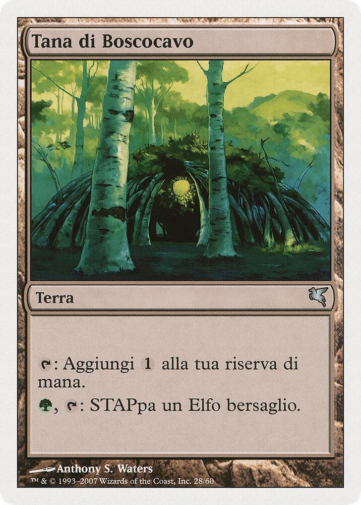 Wirewood Lodge (Italian) - "Tana di Boscocavo" B28 card from Magic Encyclopedia 2005 (Salvat/Hachette)