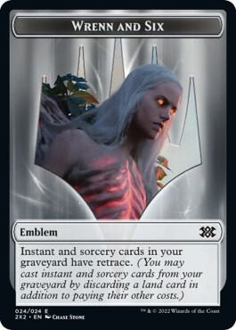 Emblem - Wrenn and Six // Monk Double-Sided Token 24 // 6 card from Double Masters 2022