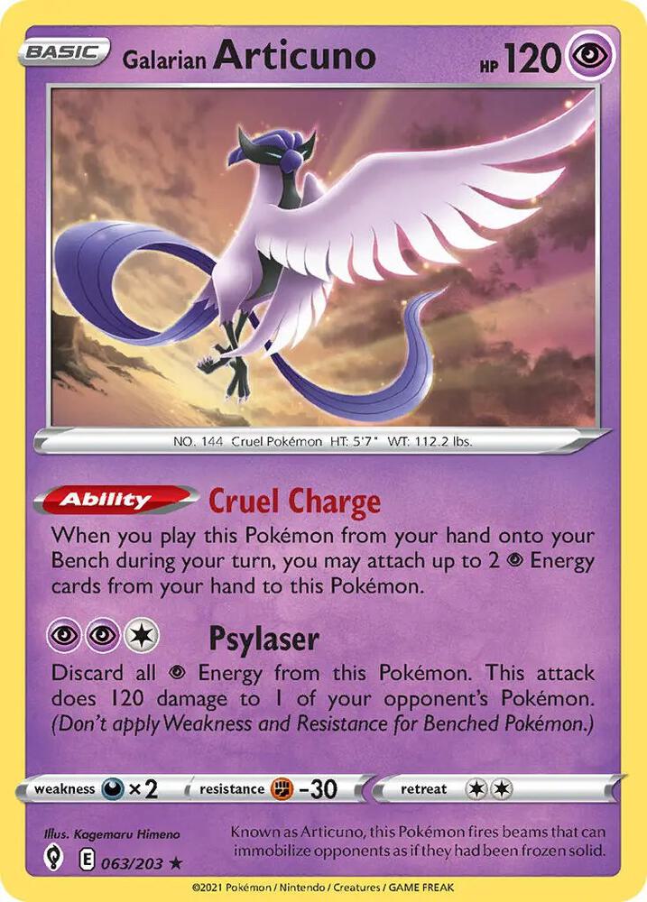 Galarian Articuno 063/203 card from Deck Exclusives