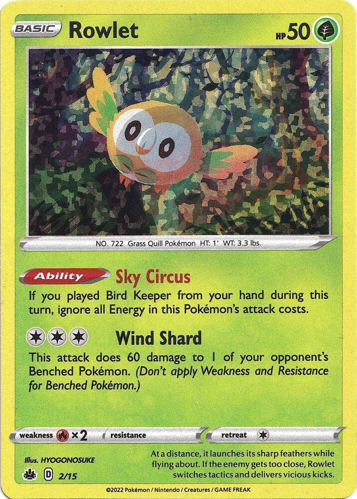 Rowlet - 2/15 002/015 card from McDonald's Promos 2022