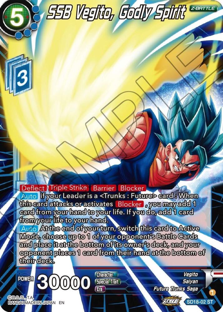 SSB Vegito, Godly Spirit (Silver Foil) SD18-02 card from Dawn of the Z-Legends