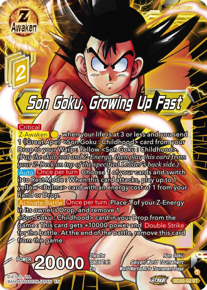 Son Goku, Growing Up Fast (Silver Foil) SD20-02 card from Dawn of the Z-Legends