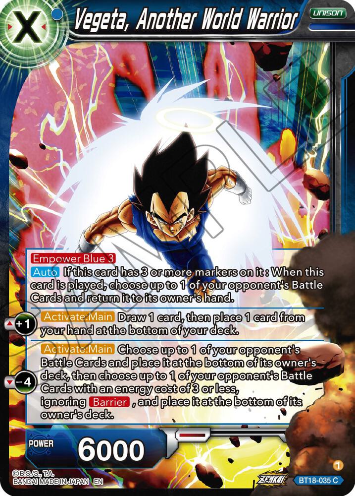 Vegeta, Another World Warrior BT18-035 card from Dawn of the Z-Legends