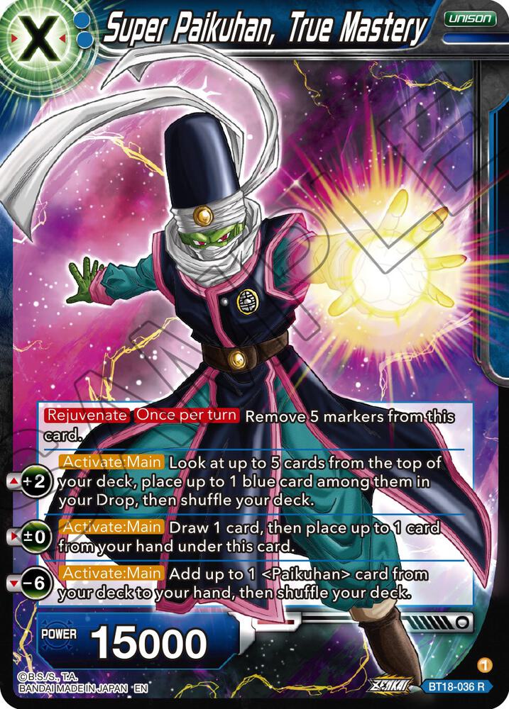 Super Paikuhan, True Mastery BT18-036 card from Dawn of the Z-Legends