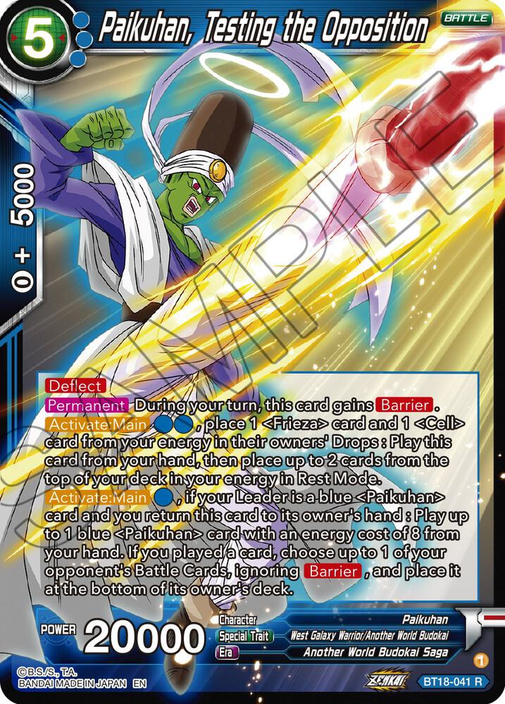 Paikuhan, Testing the Opposition BT18-041 card from Dawn of the Z-Legends