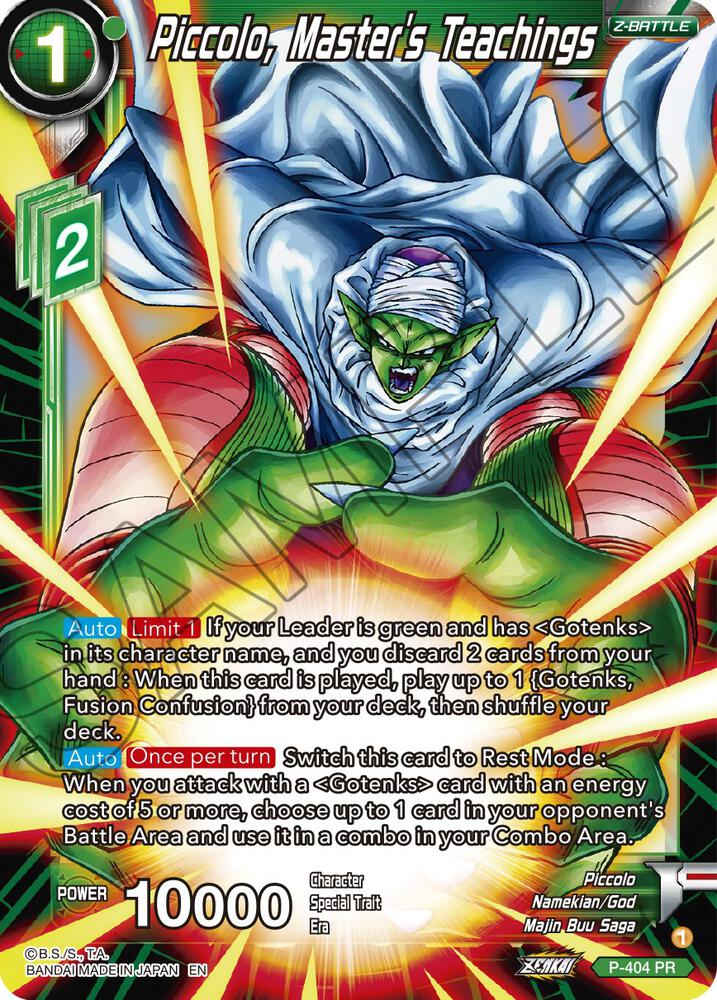 Piccolo, Master's Teachings P-404 card from Promotion Cards