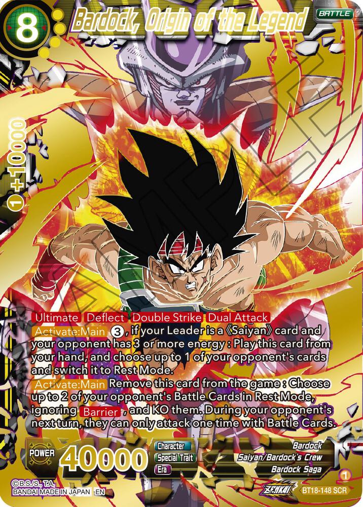 Bardock, Origin of the Legend BT18-148 card from Dawn of the Z-Legends