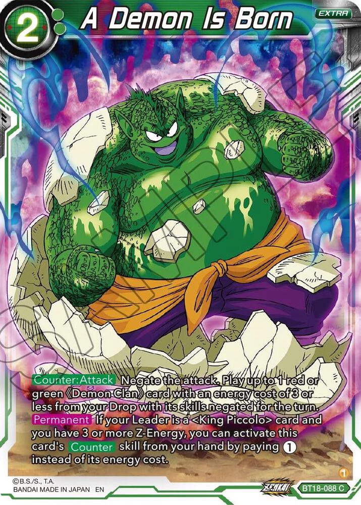 A Demon Is Born BT18-088 card from Dawn of the Z-Legends