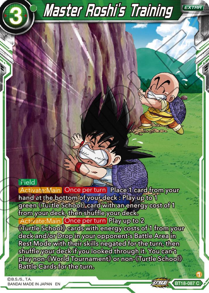 Master Roshi's Training BT18-087 card from Dawn of the Z-Legends