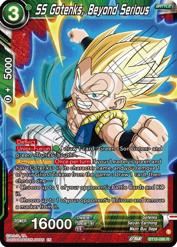 SS Gotenks, Beyond Serious BT18-086 card from Dawn of the Z-Legends