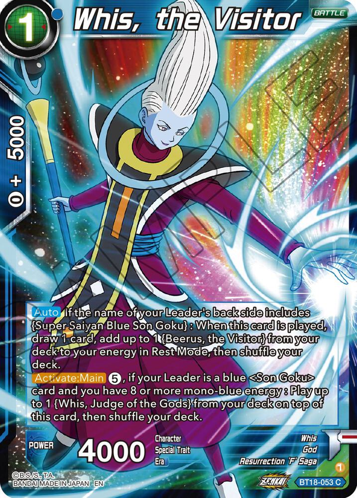 Whis, the Visitor BT18-053 card from Dawn of the Z-Legends