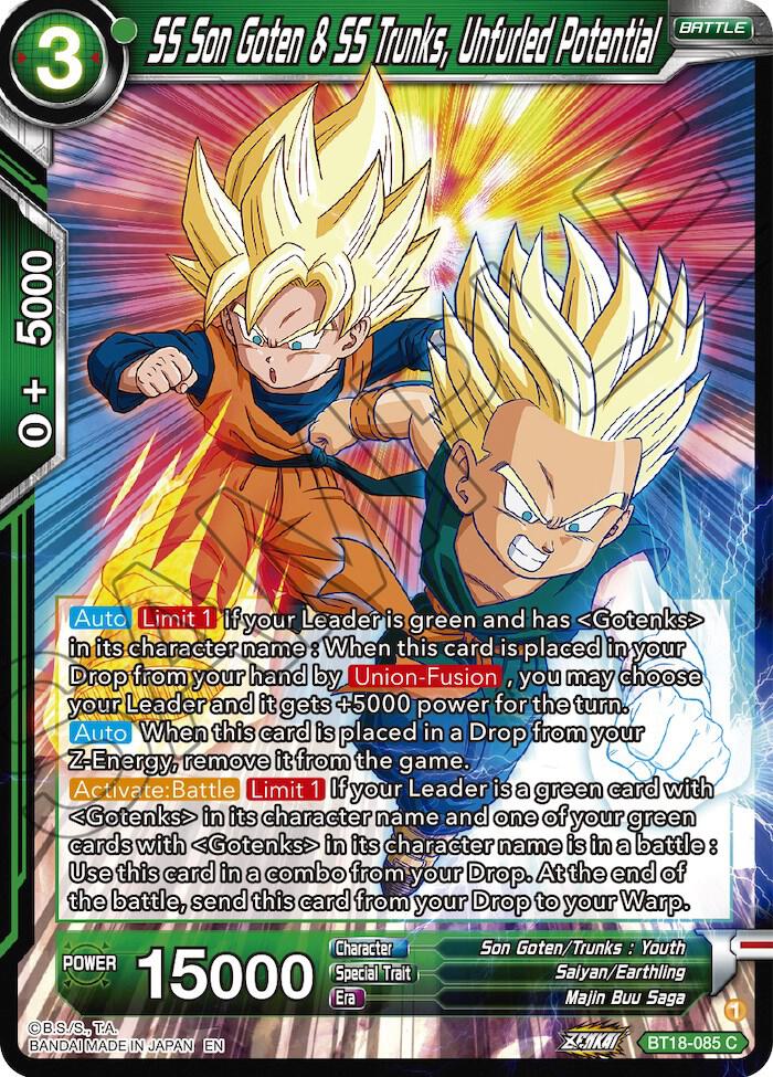 SS Son Goten & SS Trunks, Unfurled Potential BT18-085 card from Dawn of the Z-Legends
