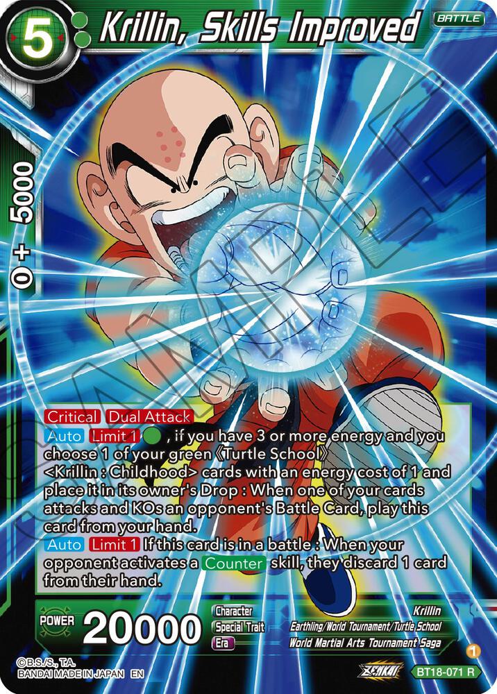 Krillin, Skills Improved BT18-071 card from Dawn of the Z-Legends