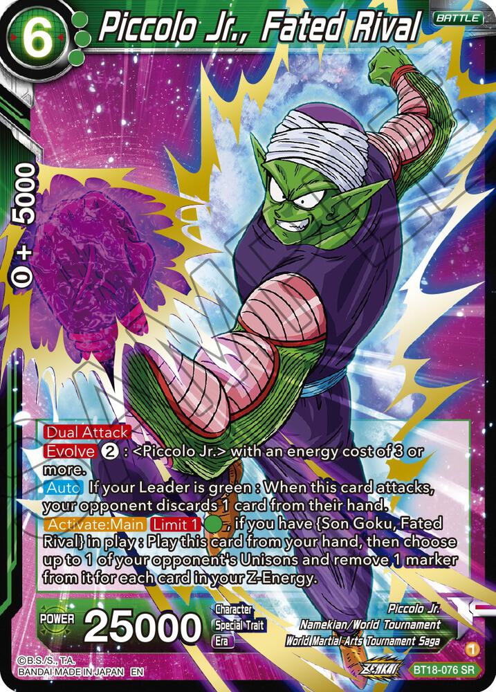 Piccolo Jr., Fated Rival BT18-076 card from Dawn of the Z-Legends