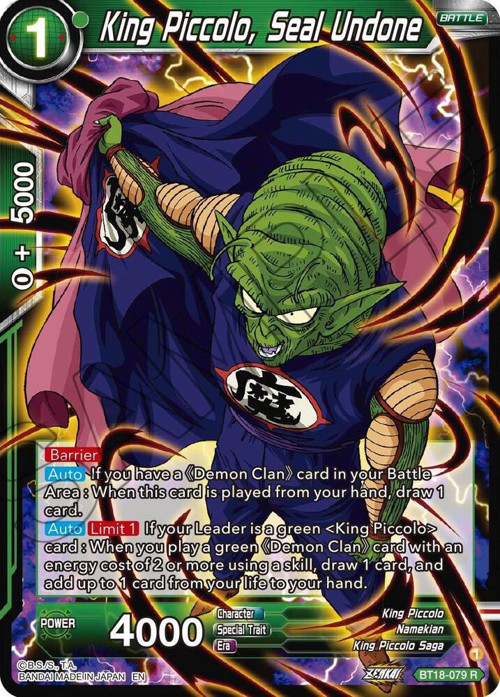 King Piccolo, Seal Undone BT18-079 card from Dawn of the Z-Legends