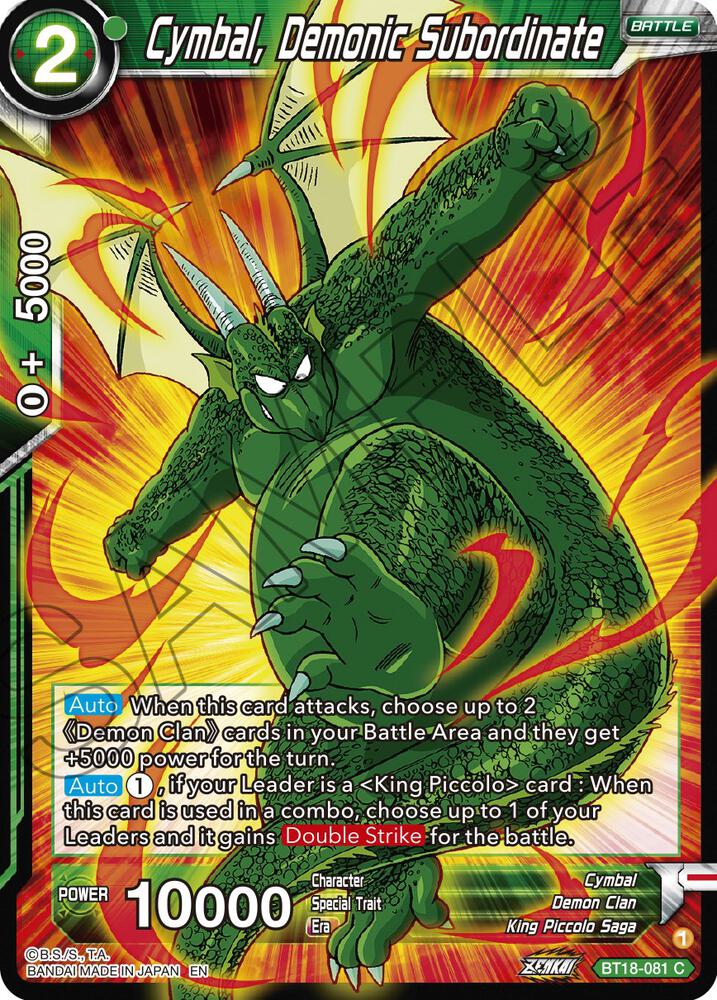 Cymbal, Demonic Subordinate BT18-081 card from Dawn of the Z-Legends