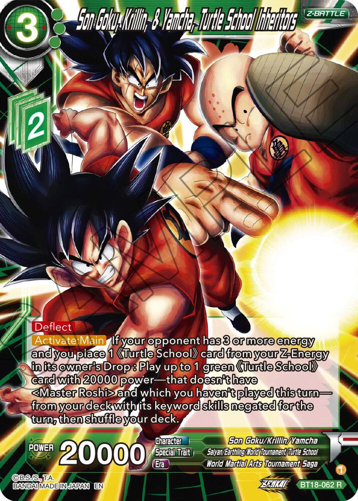 Son Goku, Krillin, & Yamcha, Turtle School Inheritors BT18-062 card from Dawn of the Z-Legends