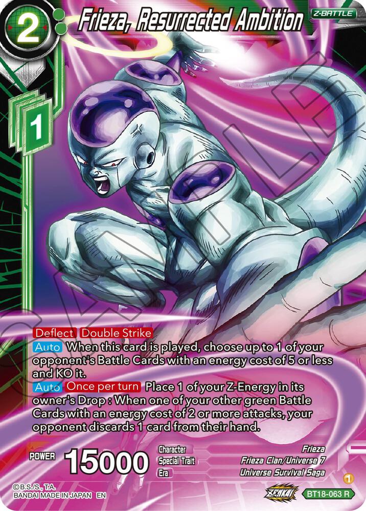 Frieza, Resurrected Ambition BT18-063 card from Dawn of the Z-Legends