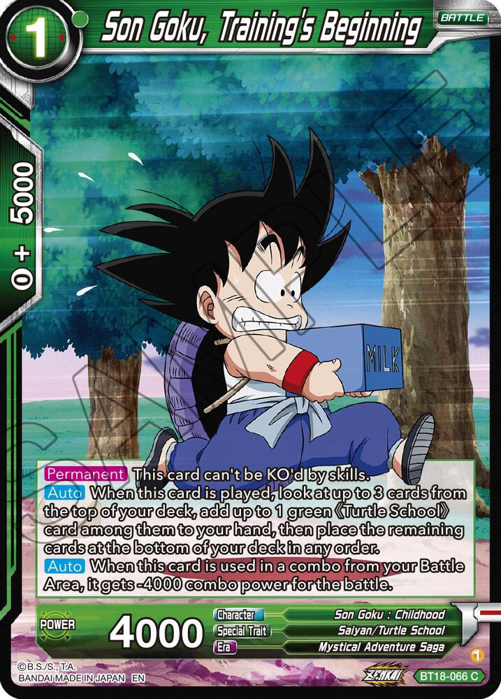 Son Goku, Training's Beginning BT18-066 card from Dawn of the Z-Legends