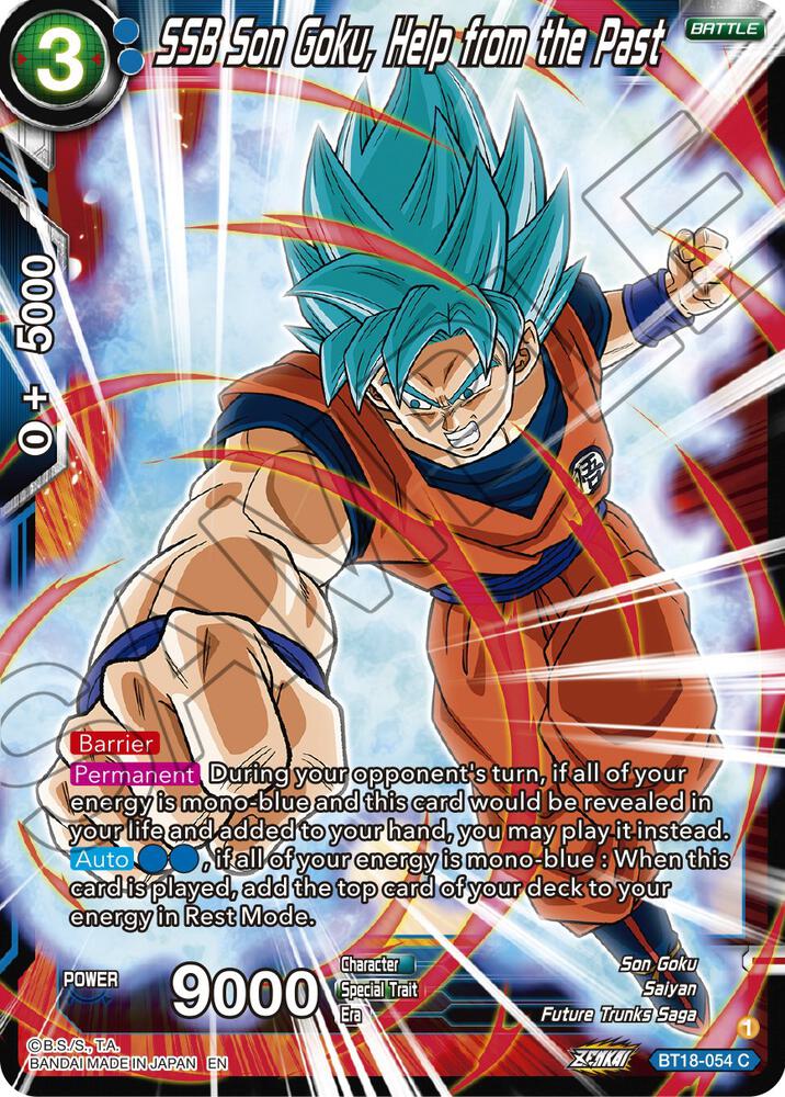 SSB Son Goku, Help from the Past BT18-054 card from Dawn of the Z-Legends
