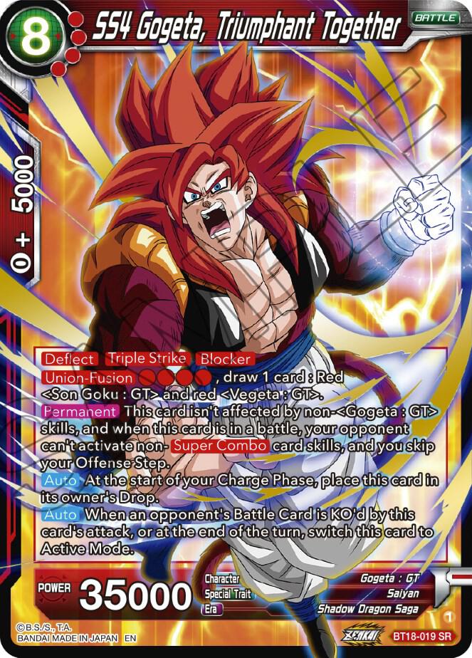 SS4 Gogeta, Triumphant Together BT18-019 card from Dawn of the Z-Legends