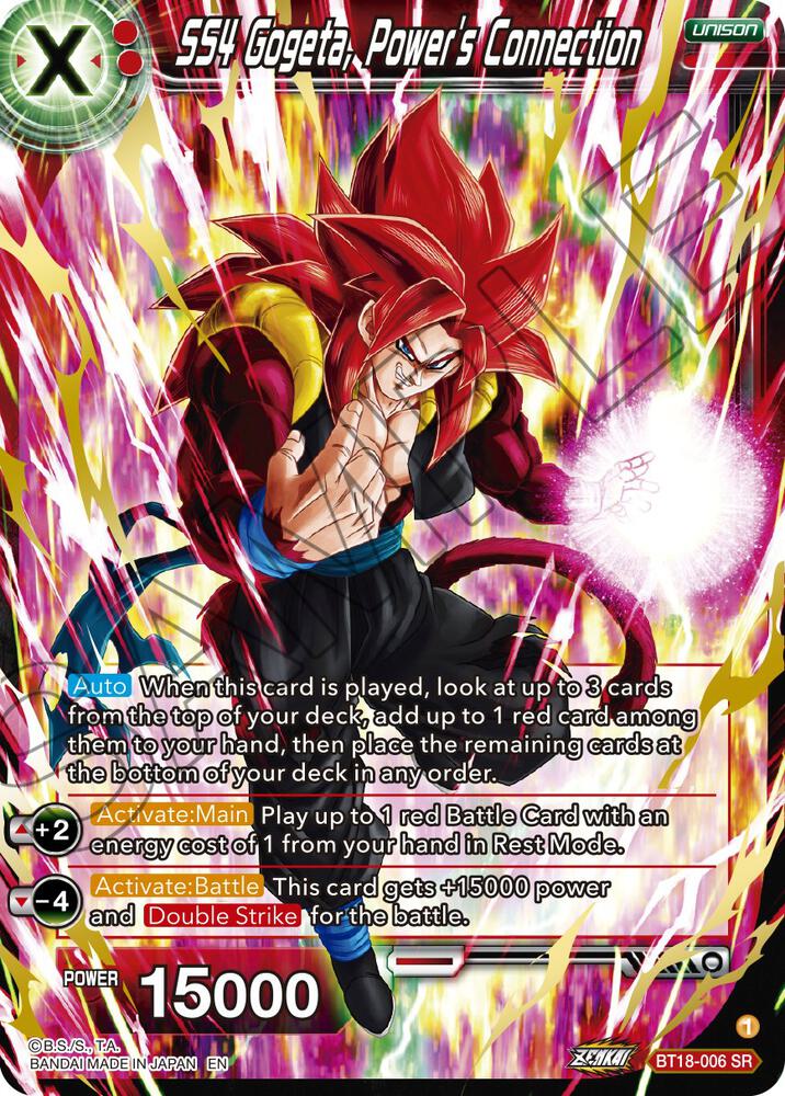 SS4 Gogeta, Power's Connection BT18-006 card from Dawn of the Z-Legends