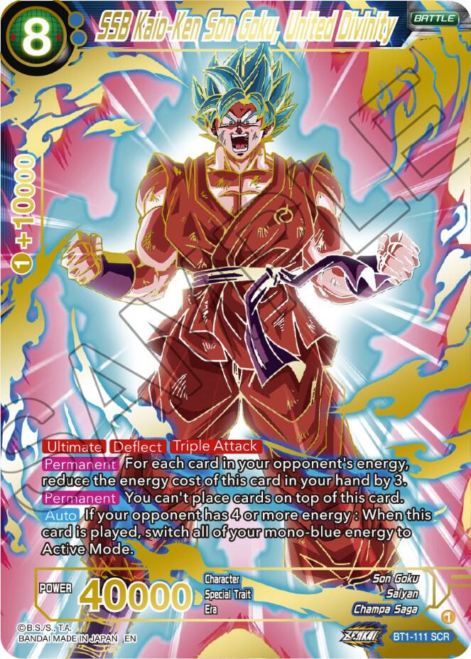 SSB Kaio-Ken Son Goku, United Divinity (SCR) BT1-111 card from Dawn of the Z-Legends