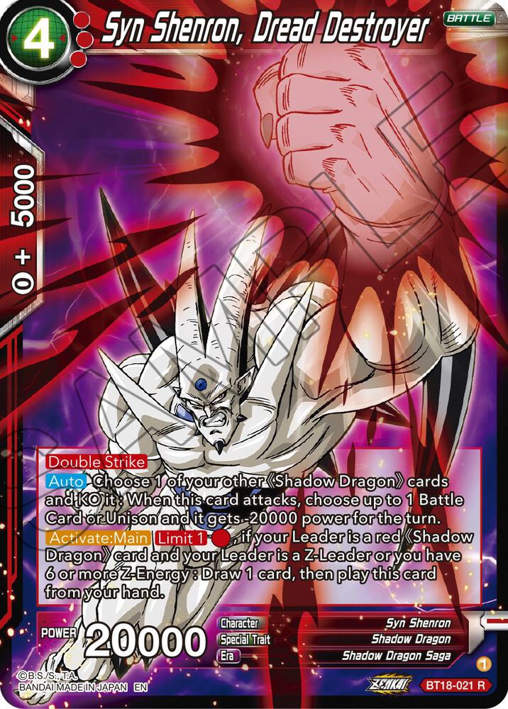 Syn Shenron, Dread Destroyer BT18-021 card from Dawn of the Z-Legends