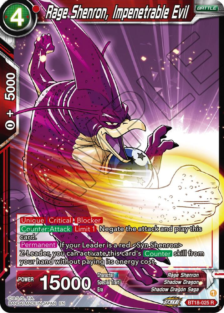 Rage Shenron, Impenetrable Evil BT18-025 card from Dawn of the Z-Legends
