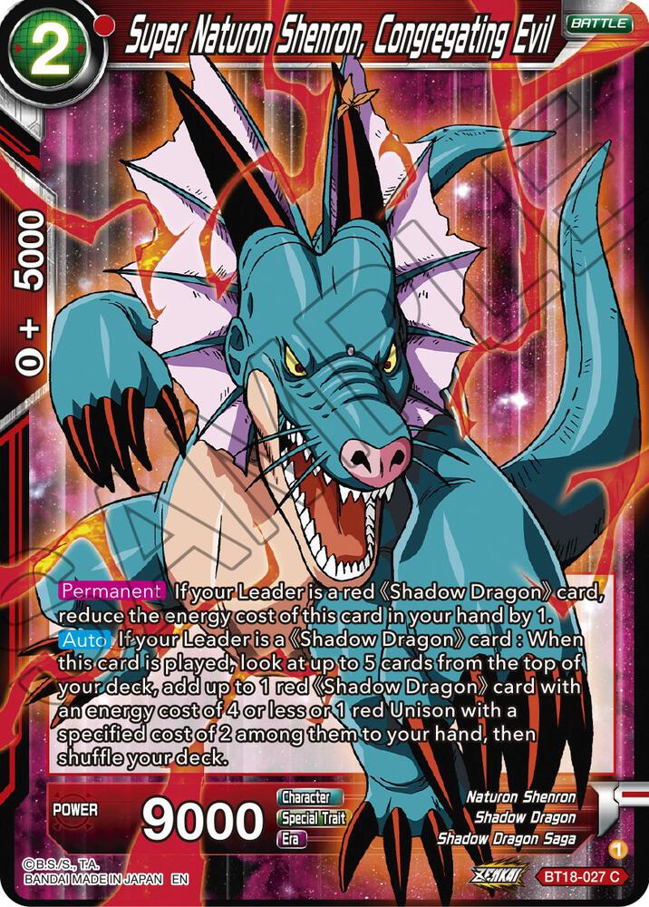 Super Naturon Shenron, Congregating Evil BT18-027 card from Dawn of the Z-Legends