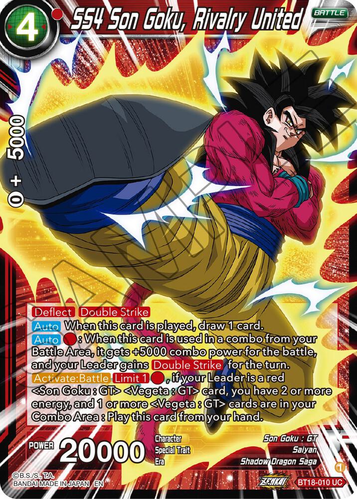 SS4 Son Goku, Rivalry United BT18-010 card from Dawn of the Z-Legends