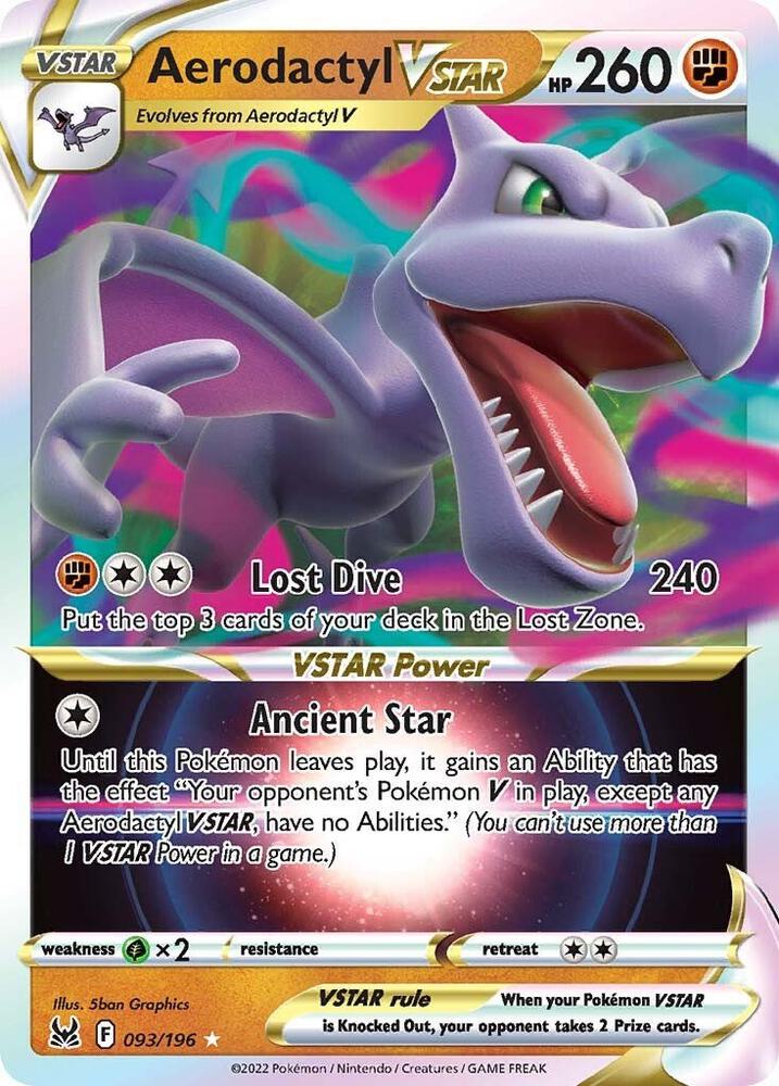 Aerodactyl VSTAR 093/196 card from SWSH11: Lost Origin
