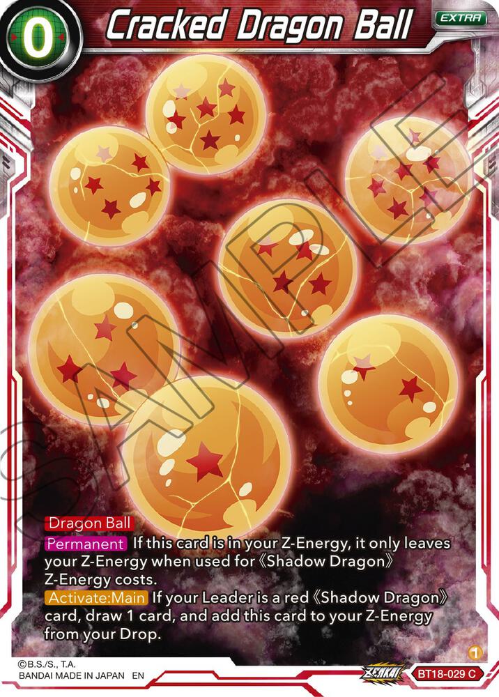 Cracked Dragon Ball BT18-029 card from Dawn of the Z-Legends