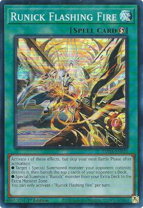 Runick Flashing Fire TAMA-EN030 card from Tactical Masters