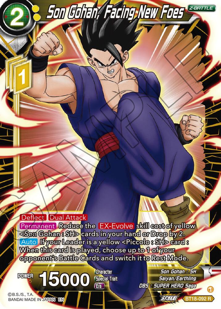 Son Gohan, Facing New Foes BT18-092 card from Dawn of the Z-Legends