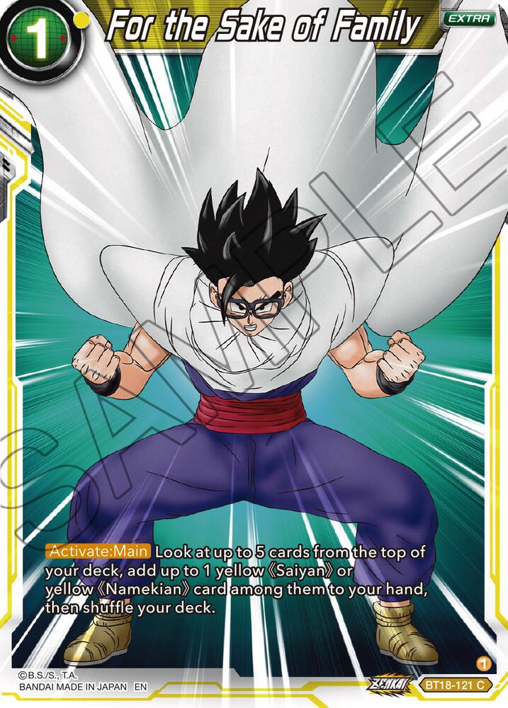 For the Sake of Family BT18-121 card from Dawn of the Z-Legends