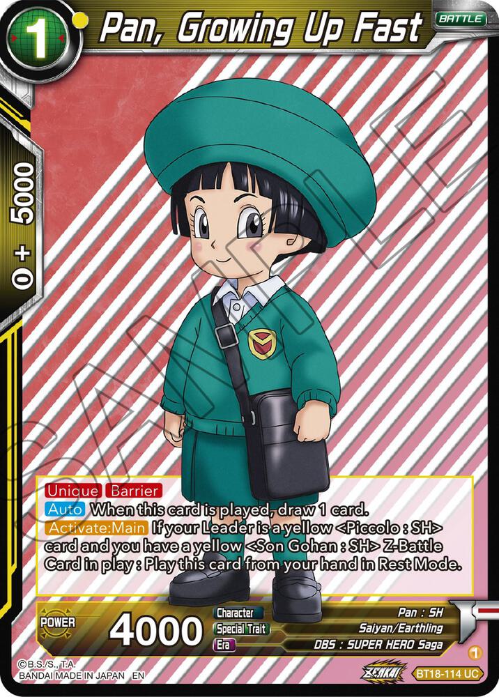 Pan, Growing Up Fast BT18-114 card from Dawn of the Z-Legends