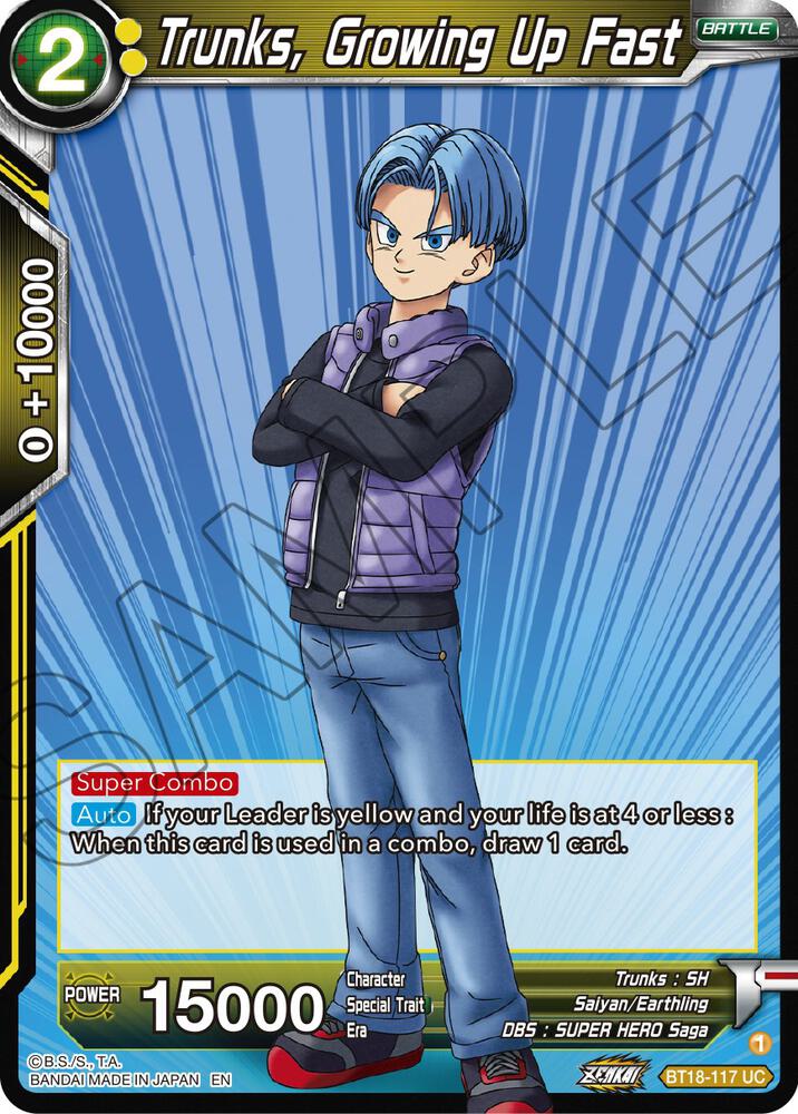 Trunks, Growing Up Fast BT18-117 card from Dawn of the Z-Legends