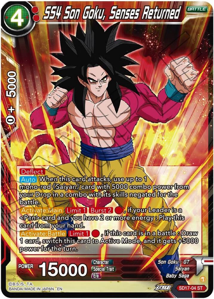 SS4 Son Goku, Senses Returned SD17-04 card from Dawn of the Z-Legends