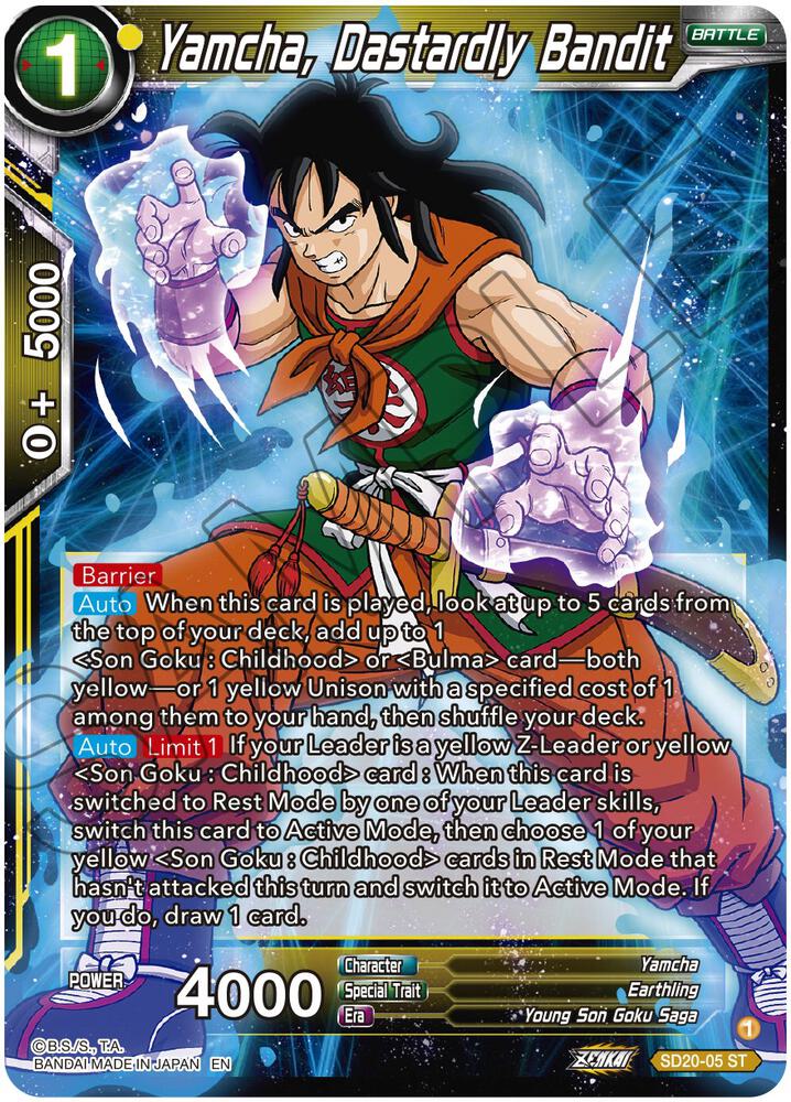 Yamcha, Dastardly Bandit SD20-05 card from Dawn of the Z-Legends